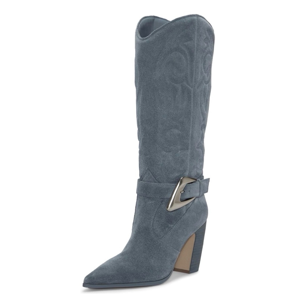 New Vince Camuto Blue Suede Boots -western blue - Picture 5 of 13